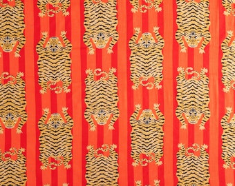 Panther print Indian Hand Printed Fabric,Pure 100% Cotton Sewing/Quilting/Kaftan Making fabric/Baby clothing Fabric Orange Pink By the Yard