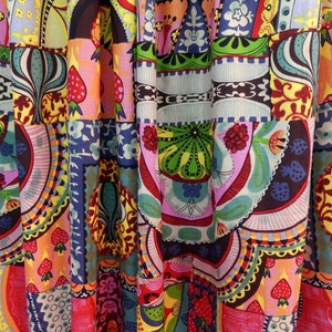 Indian cotton fabric by the meter multicolored print with stylized fruit and vegetable designs