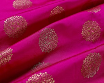 Indian Silk Brocade Fabric Magenta Pink and Gold Fabric,Wedding Indian brocade,Brocade by yard, dress fabric Upholstery Fabric