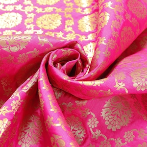 Wedding Fabric, Brocade fabric, Golden zari work brocade silk fabric, indian fabric, fabric by yard, womens clothing, Banaras Brocade, dress