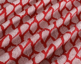 Tessuto in tela di cotone floreale stampato a mano, tessuto in tela per decorazioni per la casa rosso e bianco per tende, tessuto per cuscini da tappezzeria per esterni