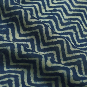 Gestreifter Indigo Blau Vogel Print Baumwollstoff, indischer Handblock bedruckt natürlicher Pflanzenfarbstoff Nähstoff, Tischdecke Stoff