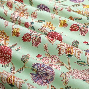 Cotton Indian Fabric, Fashion Sewing Fabric, Dressmaking Hand Block Printed 100% Cotton Running Fabric, Floral Print Voile Fabric By Yard