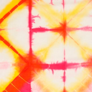 Indischer Bandhani Shibori Print Indien Baumwollstoff, Handfarbe Naturfarbe Krawattenfarbe, Damen kleidung Mädchen Kleid Stoff. Multicolor