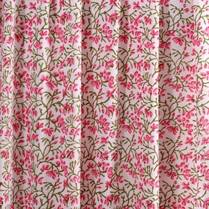 White Pink, Green Cotton Cloth, Cotton Quilting Fabric, Fabric by the yard, Quilt Fabric, Indian Fabric, Floral Fabric, Dress Fabric 44&quot;