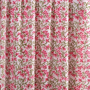 White Pink, Green Cotton Cloth, Cotton Quilting Fabric, Fabric by the yard, Quilt Fabric, Indian Fabric, Floral Fabric, Dress Fabric 44"