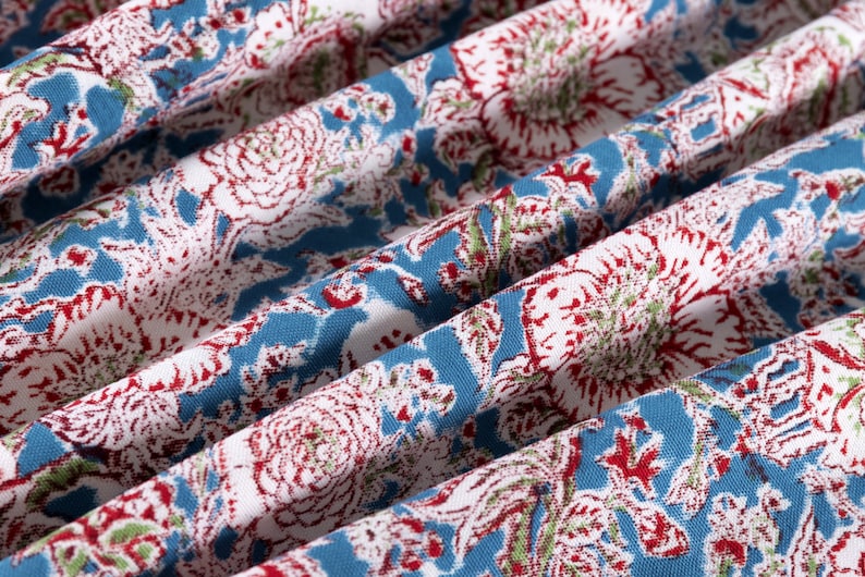 Indian Upholstery Fabric by the Yard Hand Block Print Floral Etsy UK