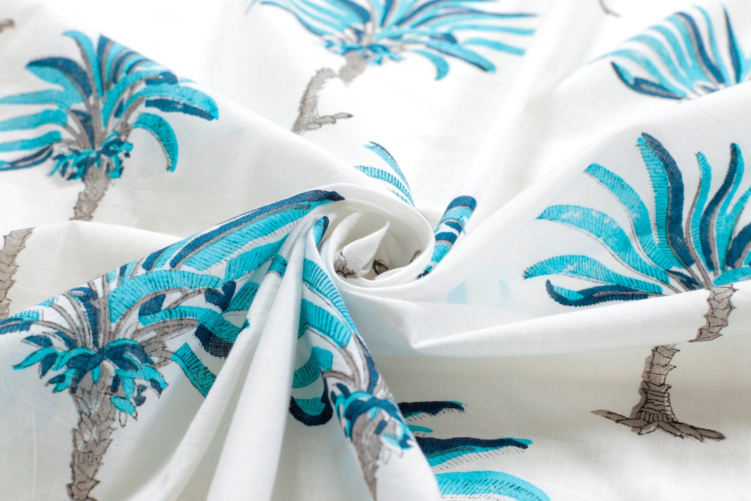 Palm Tree Print Cotton Fabric Block Print Fabric Dress | Etsy