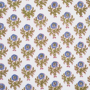 hand block print, soft cotton fabric, lotus print fabric, floral print dress, Indian block print fabric, block print dress, summer dress image 2