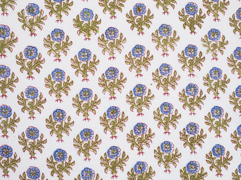 hand block print, soft cotton fabric, lotus print fabric, floral print dress, Indian block print fabric, block print dress, summer dress image 2