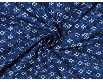 Indian Fabric Indigo Blue Cotton Fabric Hand Block Printed Cotton / block print cotton fabric sold by the Yard - Quilt Cotton Fabric