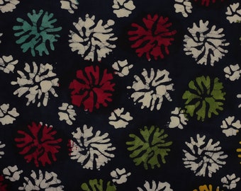 Black Beautiful Hand Block Printed Dabu Fabric, Cotton Fabric, Indian Fabric, fabric by yard, Block Printed Cotton womens clothing