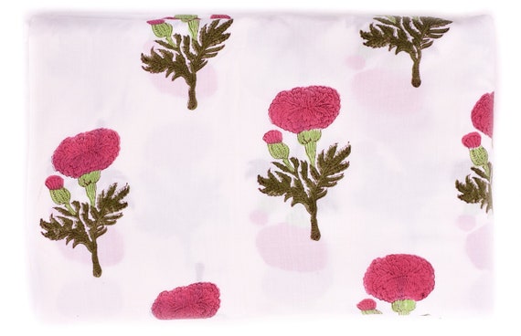 1 to 10 Yards Hand Block Daisy Pink Flower Print Fabric - Etsy