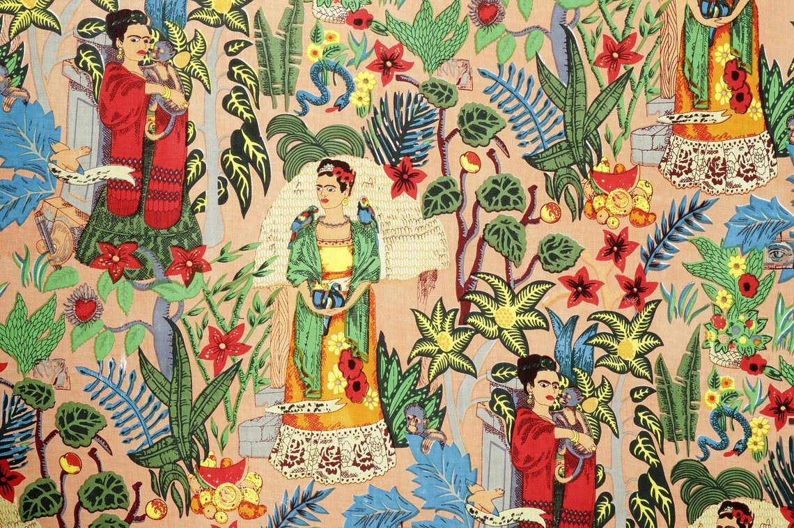 Indian fabric Cotton Fabric Summer Dresses in Frida Kahlo Etsy
