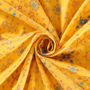 Yellow Brocade Fabric By The Yard Banarasi Indian Bridal Wedding Dress Varanasi Blended Silk Crafting Sewing Costume Lehenga Drapery Blouses