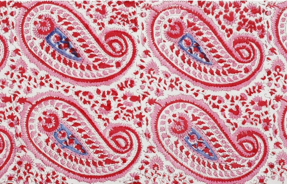 Paisley Print Block Print Fabric Cotton Fabric Vegetable Dyes