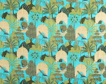 Hand Block Print Peacock Print Turquoise Blue Color Cotton Quilting Fabric Fabric by the yard Quilt Fabric Indian Fabric, Dress Fabric