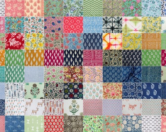 100 PCs Pre-cut cotton Hand Block Print fabric squares fabric quilt Indian