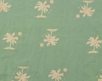 Indian Cotton Fabric, by the yard, Green Palm Tree Print, All over Tree print, Printed Cotton cambric, Indian cotton cambric, Indian fabric