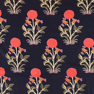 bloemenprint katoenen stof blokprint stof jurk Plantaardig geverfde Indiase stof badjasstof op maat gesneden dameskleding Blauw op rood groen