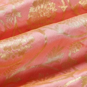 Light Pink Silk Jacquard Fabric By the yard Banarasi Fabric Banaras Silk Brocade Fabric Indian Silk Wedding Dress Fabric crafting Sewing 50"