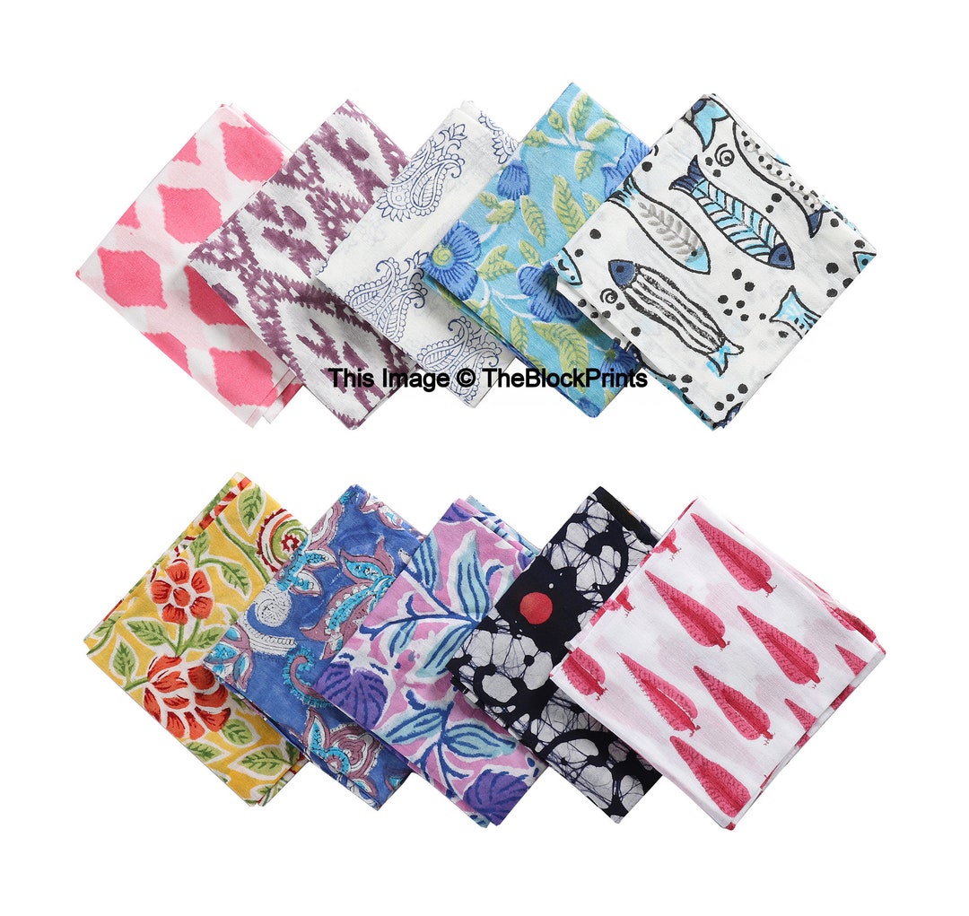 Mix Print Cotton Cloth Napkin Hand Block Print Fabric Napkin Etsy