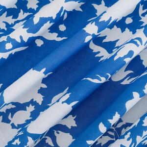 Floral Print, Blue White Color Tree Print Fabric , Indian Fabric, Indian Cotton, fabric by the yard, Quilting Fabric, Sewing Cotton image 3