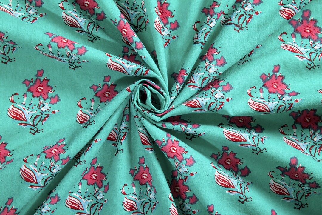 Hand Block Print Floral Print Soft Cotton Fabric Fabric Etsy