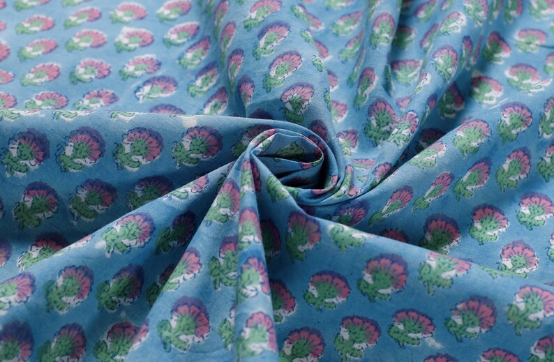 Flower print cotton Fabric By Yard womens clothing casual dresses block print fabric indian fabric vegetable dyes dresses stamped fabric