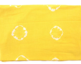 Sold By Yard Indian Fabric, Natural Yellow White Shibori Print Fabric, 100% Pure Cotton Tie Dye Fabric, Circle Abstract Shibori Fabric