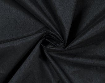 Midnight Black Faux dupioni silk fabric yardage By the Yard 45&quot; wide