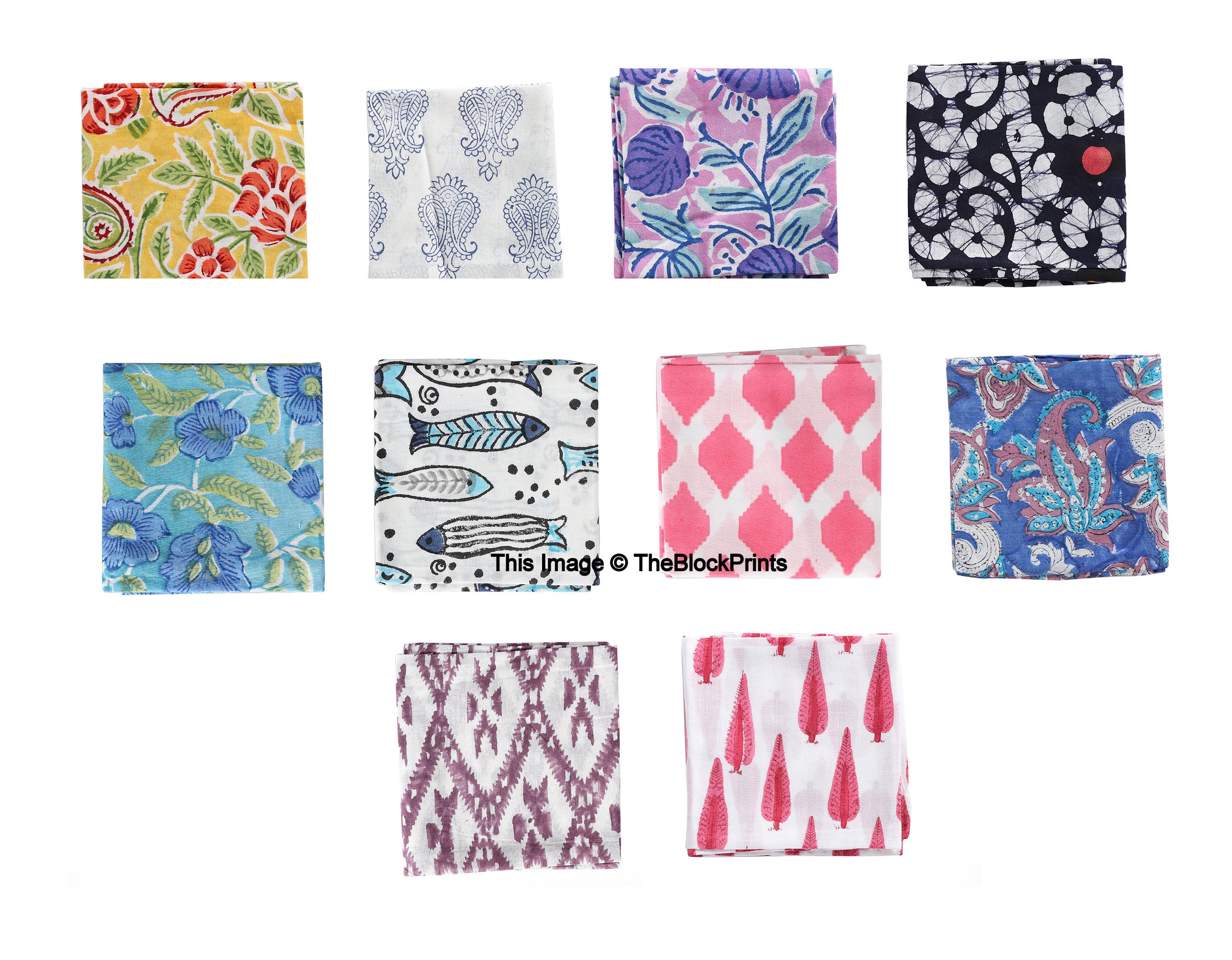 Mix Print Cotton Cloth Napkin Hand Block Print Fabric Napkin Etsy