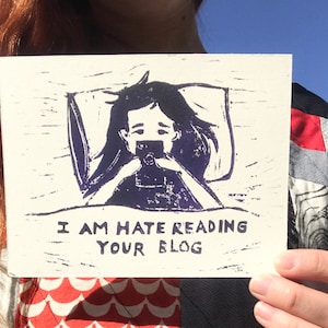 Hate Reading Mini Linocut Print