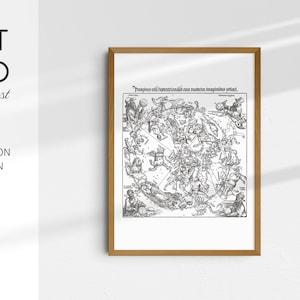 Impresión artística del mapa celeste del hemisferio norte: impresionante reimpresión giclée de Alberto Durero - Antiguos Maestros de la Historia