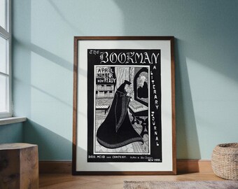 Ilustración victoriana en blanco y negro / Lámina de ilustración literaria / Arte mural minimalista antiguo