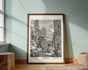 Beer Street Fine Art Print | Hogarth Satirical Engraving | Historical Old Master reprint Poster