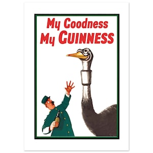 Ostrich Beer Poster Print | Vintage Brewery Advertisement | Retro Guinness Pub Animal Wall Art image 9