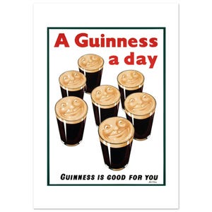 Vintage Guinness Style Beer Poster | “A Guinness a Day” Pub Wall Art | Retro Irish Brewery Advertisement image 9