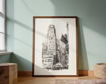 New York Bouquet (Manhattan buildings) | 1917 | Childe Hassam | Vintage Impressionist NYC Skyline Art Print of Early Skyscrapers
