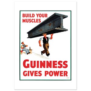 Vintage Industrial Beer Poster | “Guinness for Strength” Steel Worker Art | Retro Brewery Print image 9