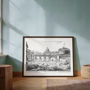 Castel Sant'Angelo Roma Impresión de Arte / Piranesi Vedute di Roma Reimpresión / Arte Histórico de la Arquitectura Romana del Siglo XVIII
