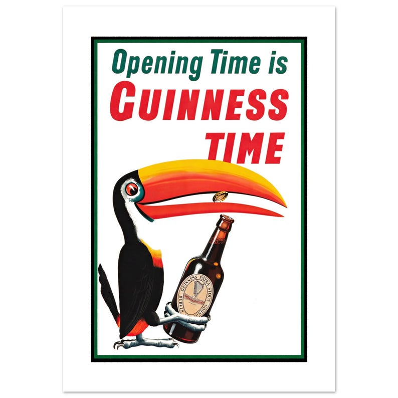 Póster de cerveza Toucan / Anuncio vintage de Guinness Bird / Decoración retro para la pared de un pub imagen 9
