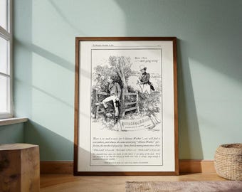 Reklamtryck med Johnnie Walker Red Label från 1913 | Satiren "The Bystander" | Brittisk pubhumor från 1913 | Unikt historiskt tryck