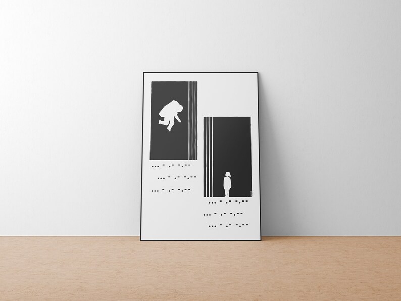 DIGITAL DOWNLOAD Black and White illustration inspired by Interstellar movie Interstellar Poster Interstellar Wall Art Illustration