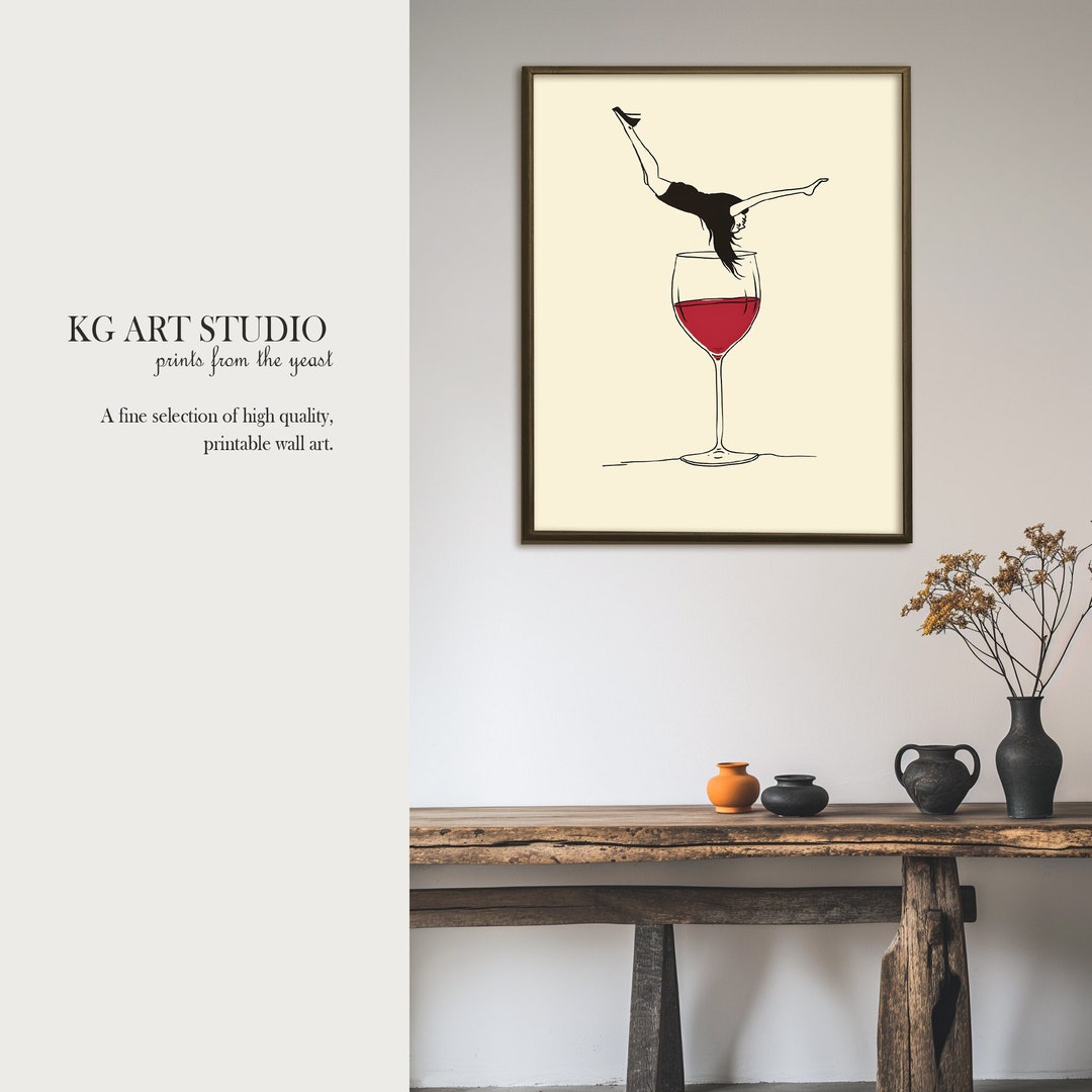 Wine Dive - Red is My Color - Fun Drink Illustration Line Poster Art ...