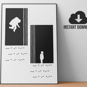 DIGITAL DOWNLOAD Black and White illustration inspired by Interstellar movie Interstellar Poster Interstellar Wall Art Illustration