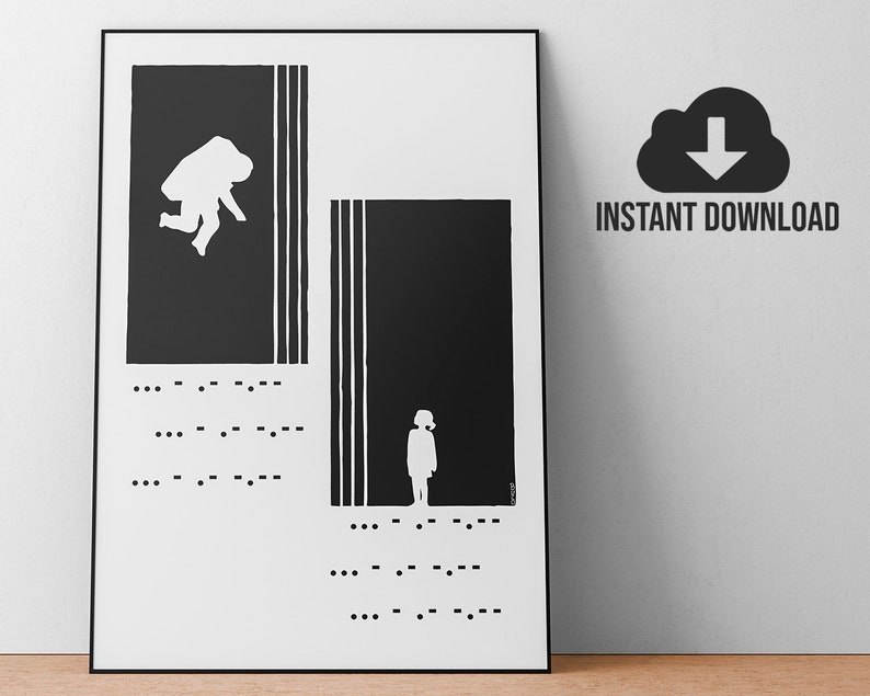 DIGITAL DOWNLOAD Black and White illustration inspired by Interstellar movie Interstellar Poster Interstellar Wall Art Illustration