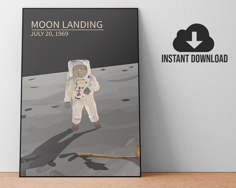 Moon Landing 1969 - Minimalist Illustration - History Art Pictures