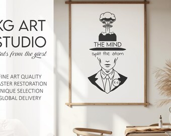 Oppenheimer Movie Poster | Minimalist J. Robert Oppenheimer Wall Art | Atomic Bomb Film Artwork | Historical Science Decor