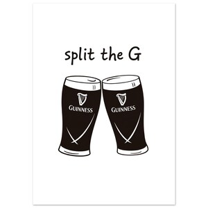 Split The G Typography Poster | Minimalist Guinness Inspired Wall Art | Modern Pub Decor image 9